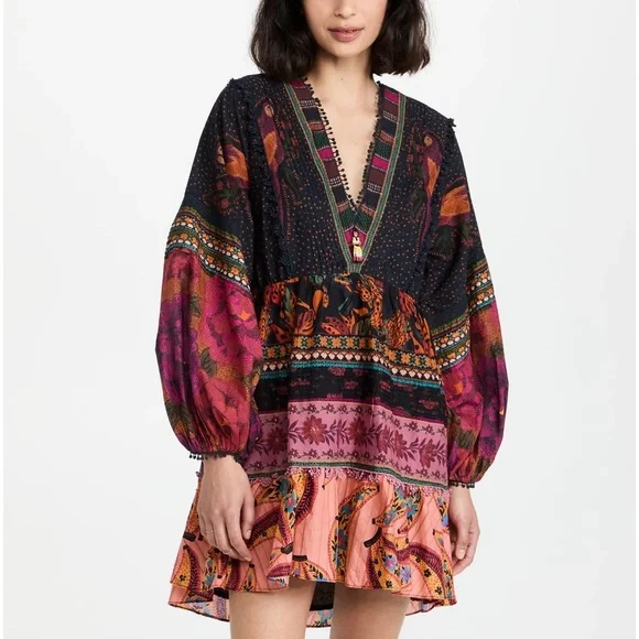 FARM RIO Mixed Patchwork Mini Dress (NWT) - Picture 1 of 14